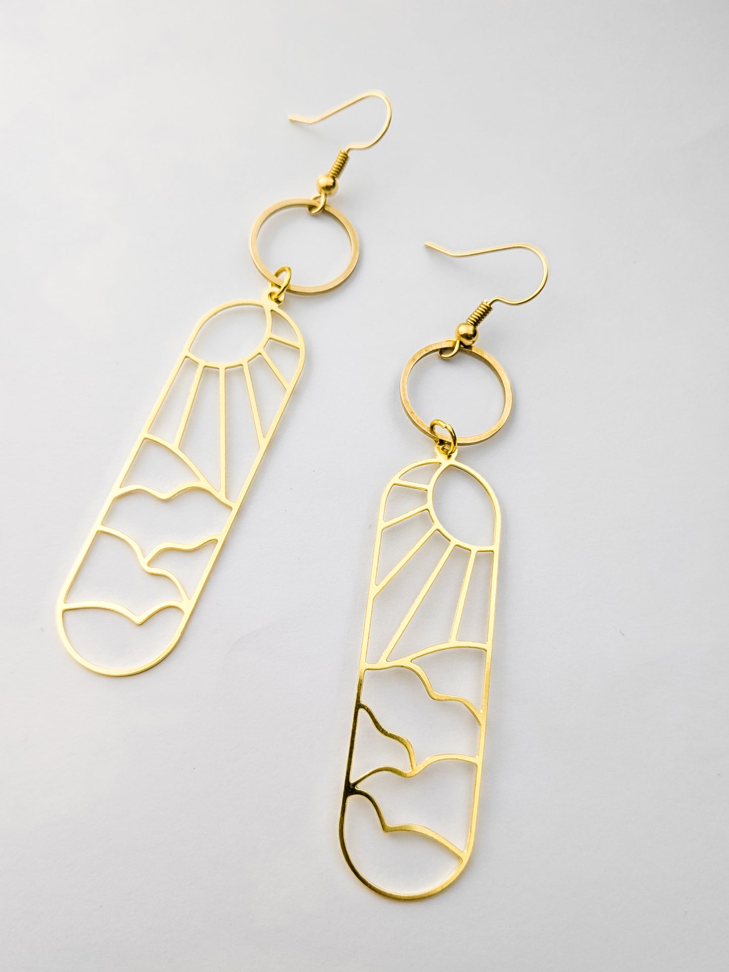 Sunrise Landscape Geometric Dangle Earrings