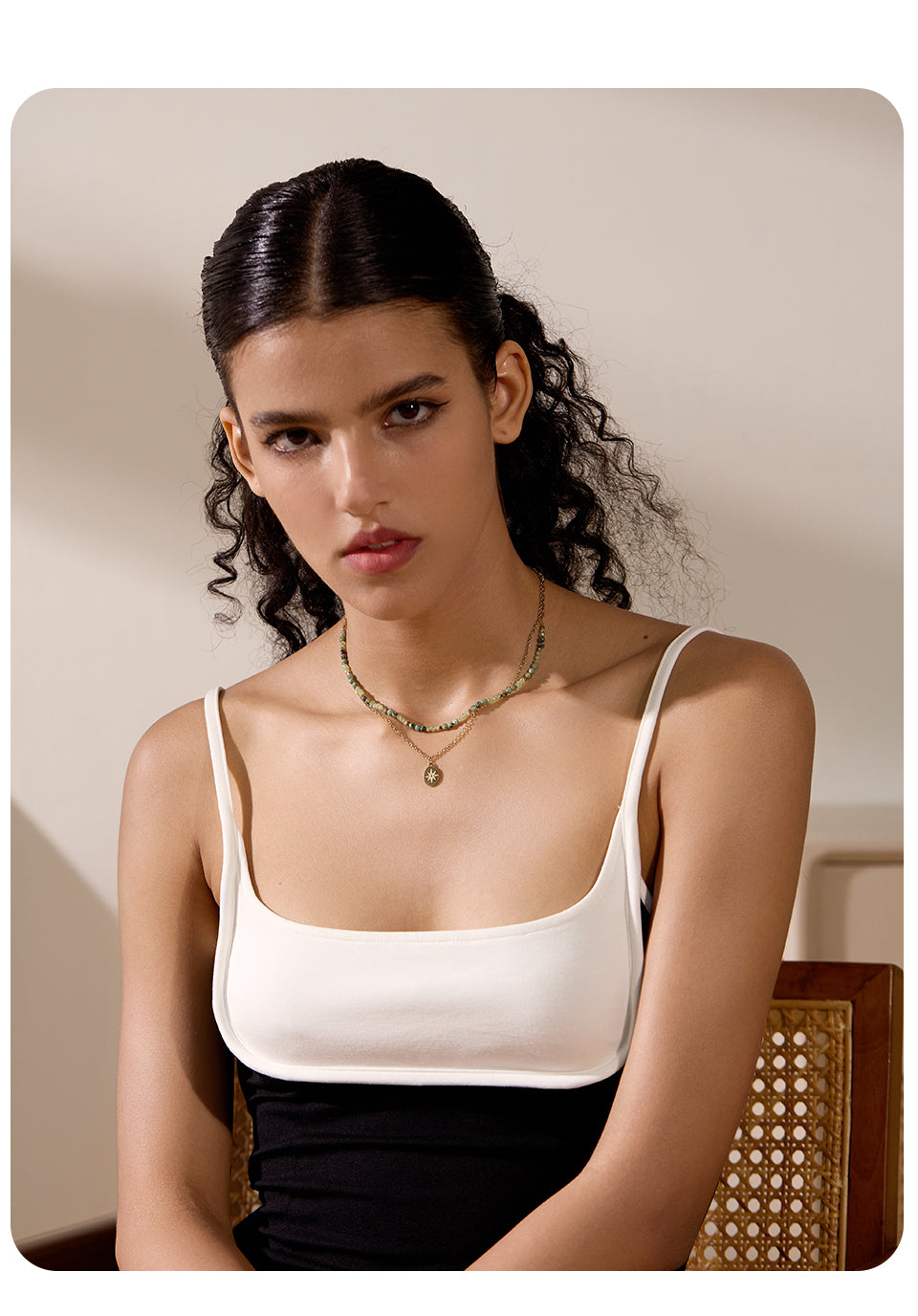 African turquoise layered gold chain
