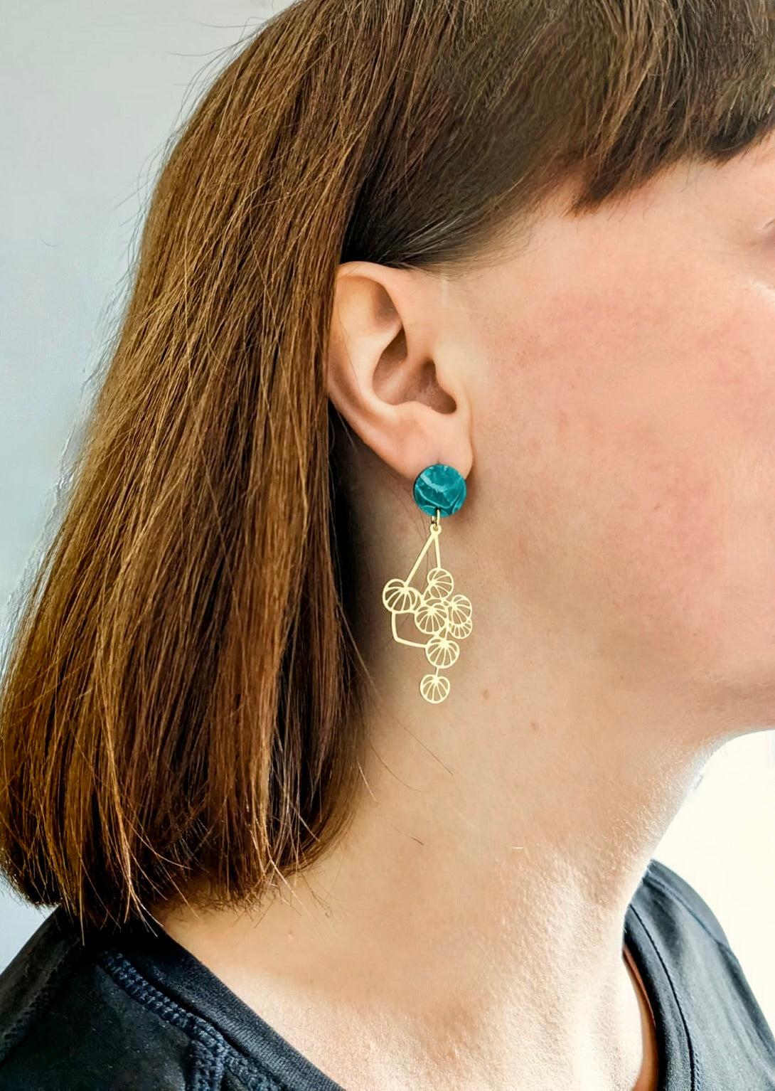 monstera plant earrings
