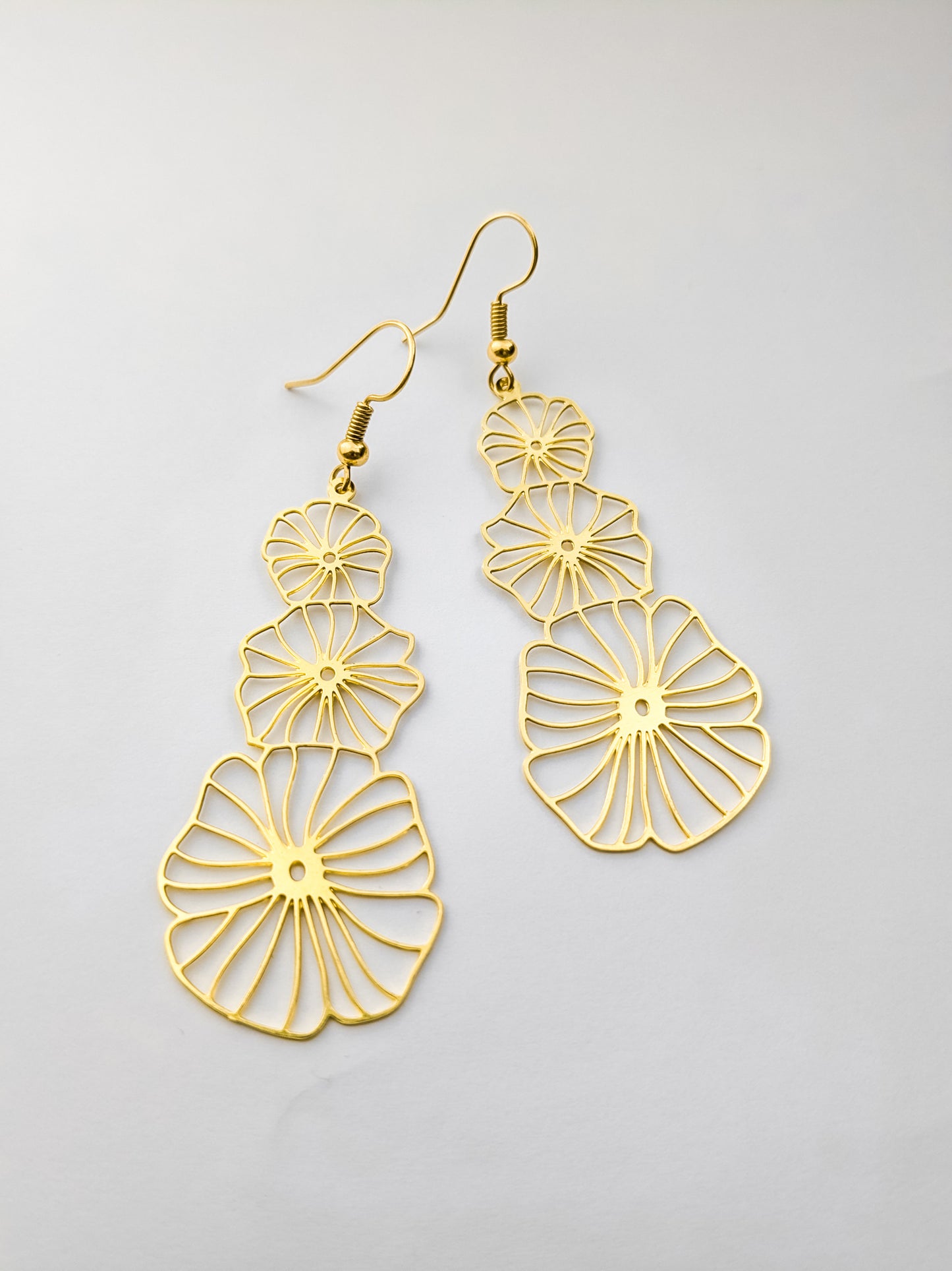 triple flower statement earrings
