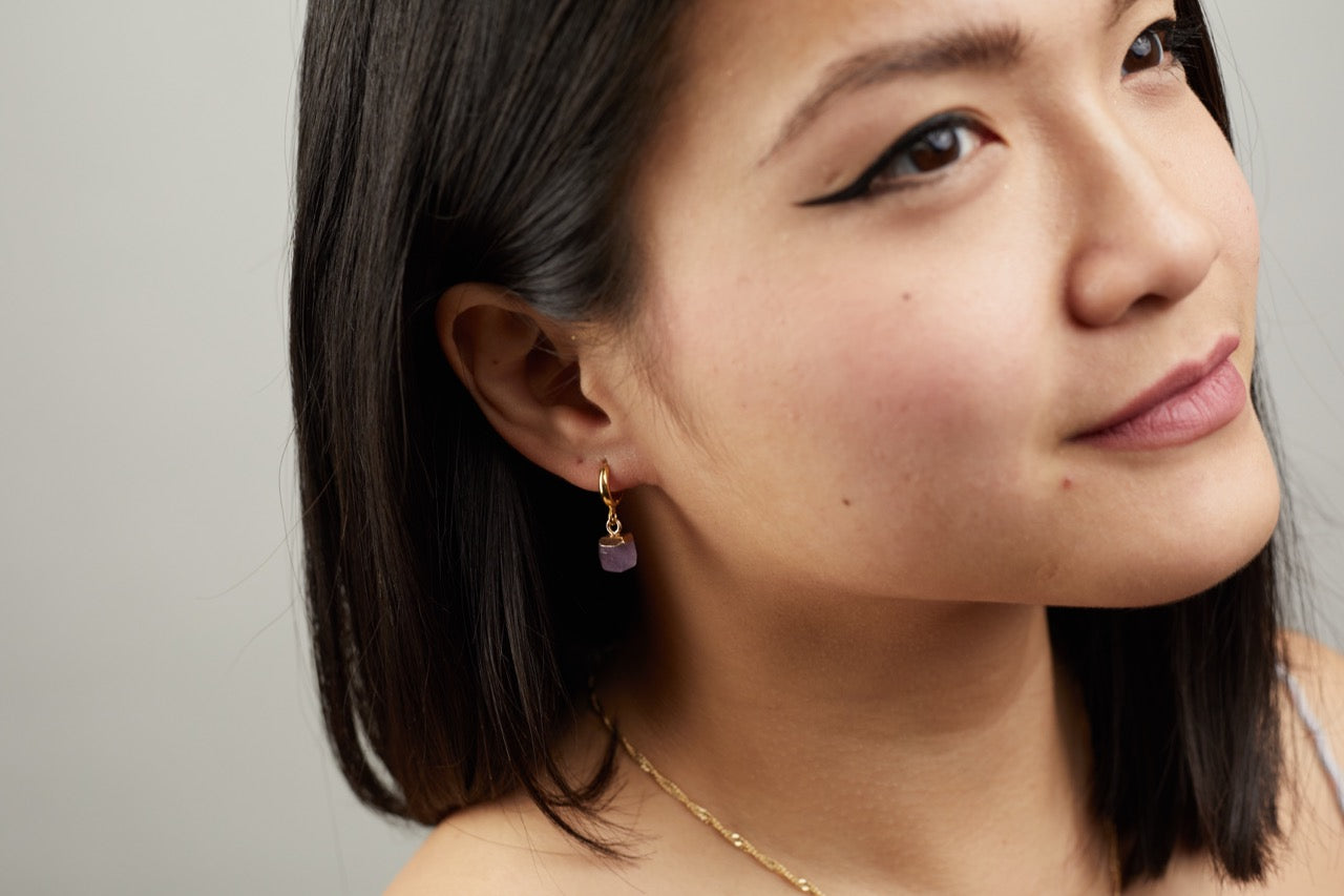 amethyst hoop earrings