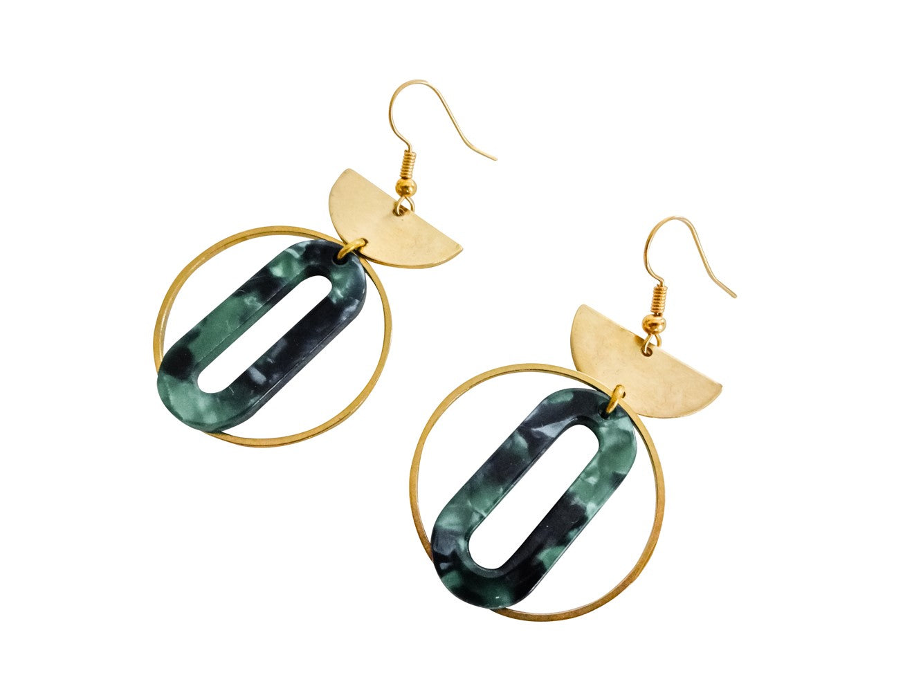green statement earrings