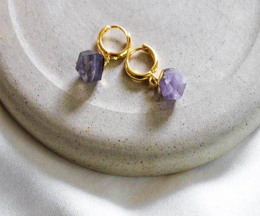 Amethyst hoop earrings