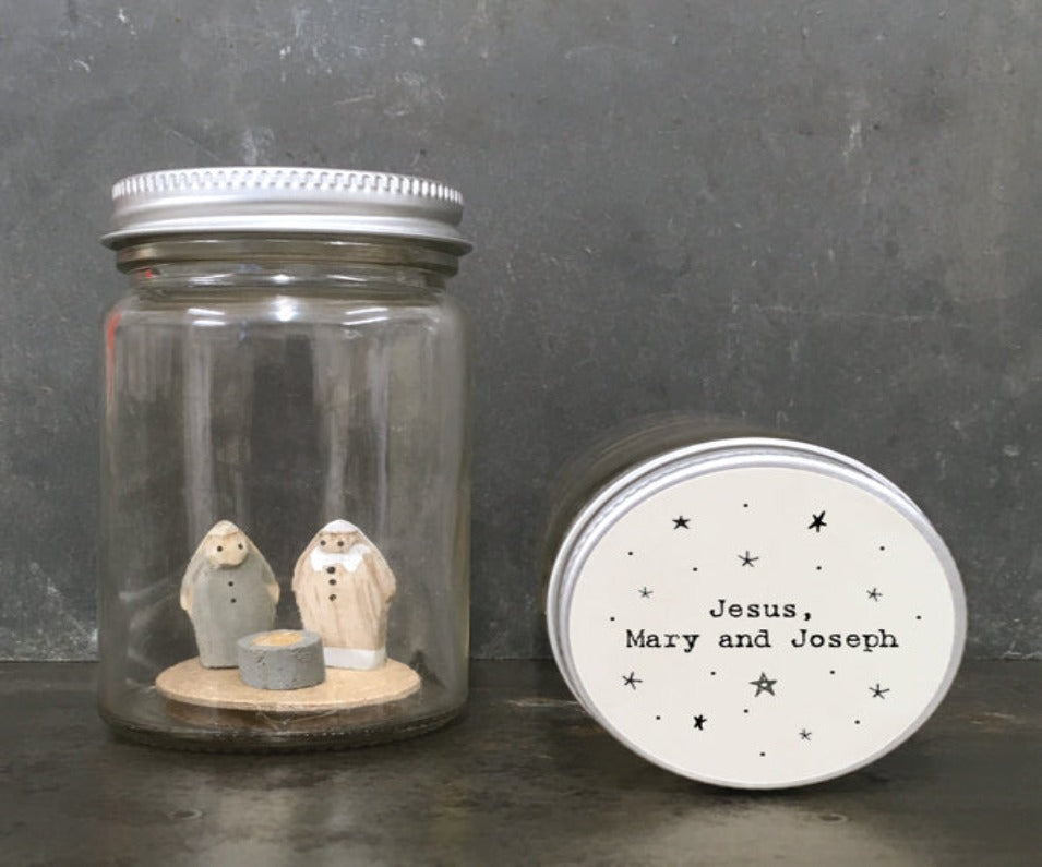 Nativity Scene Glass Jar
