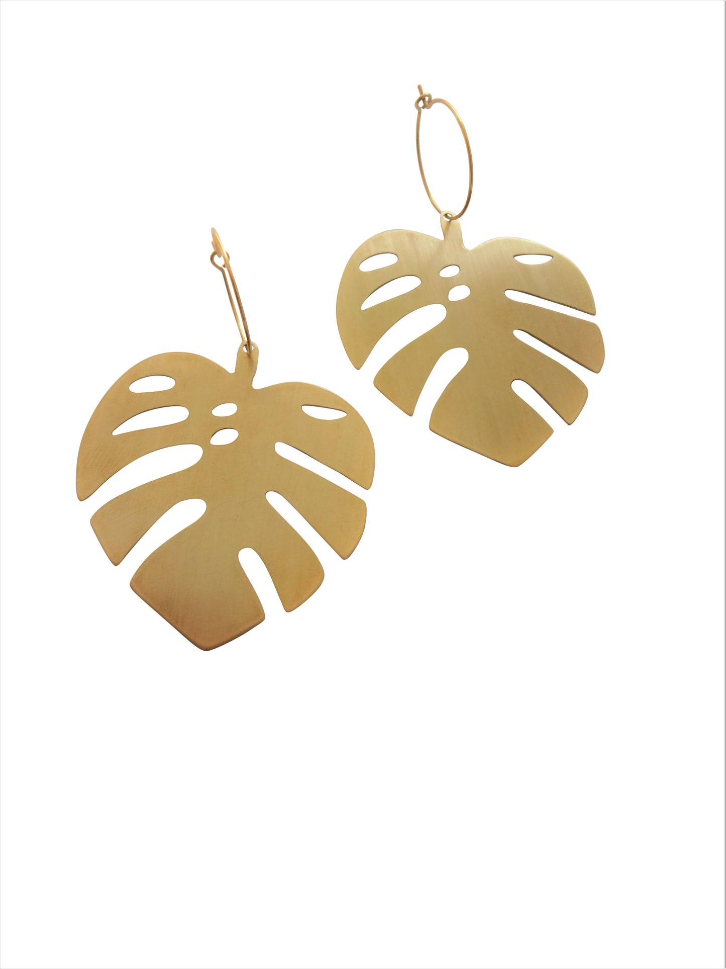 Monstera hoop earrings