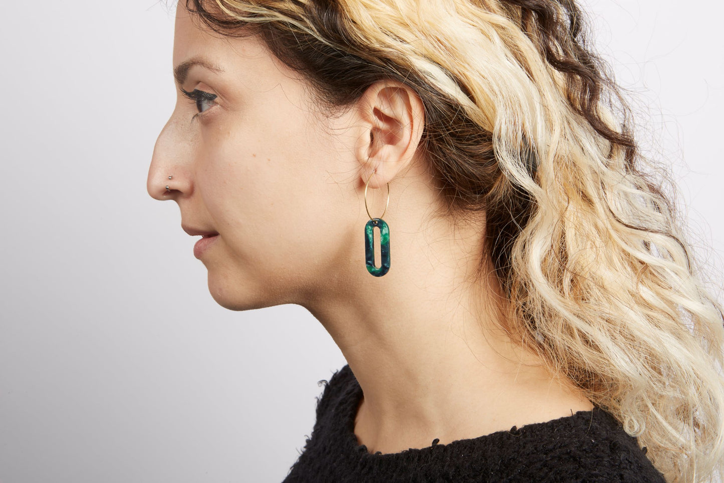 green hoop earrings