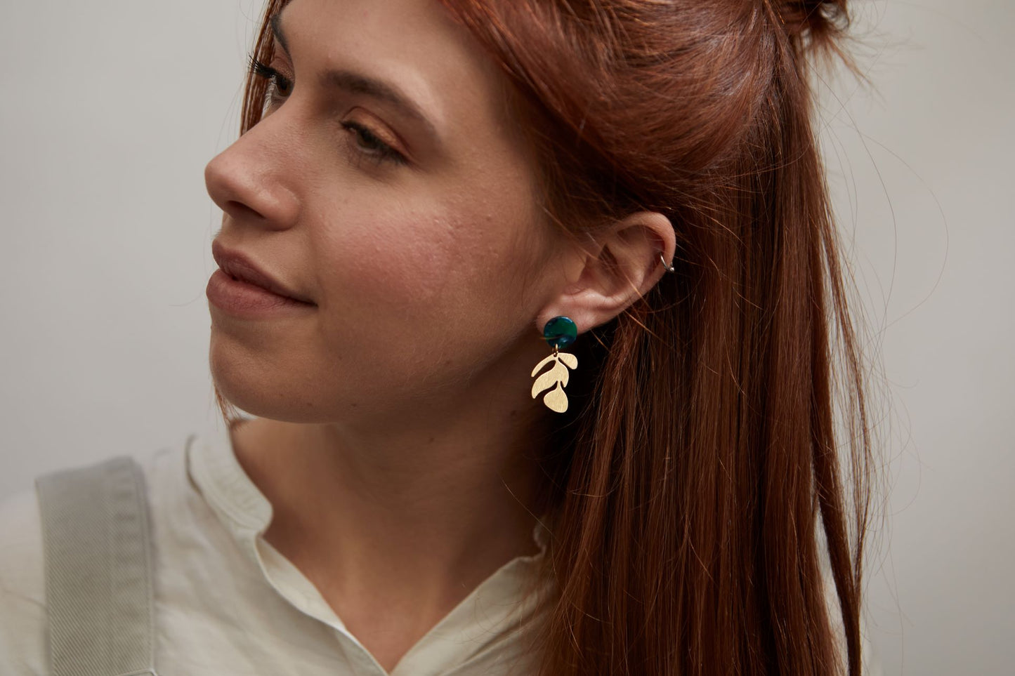 green stud earrings
