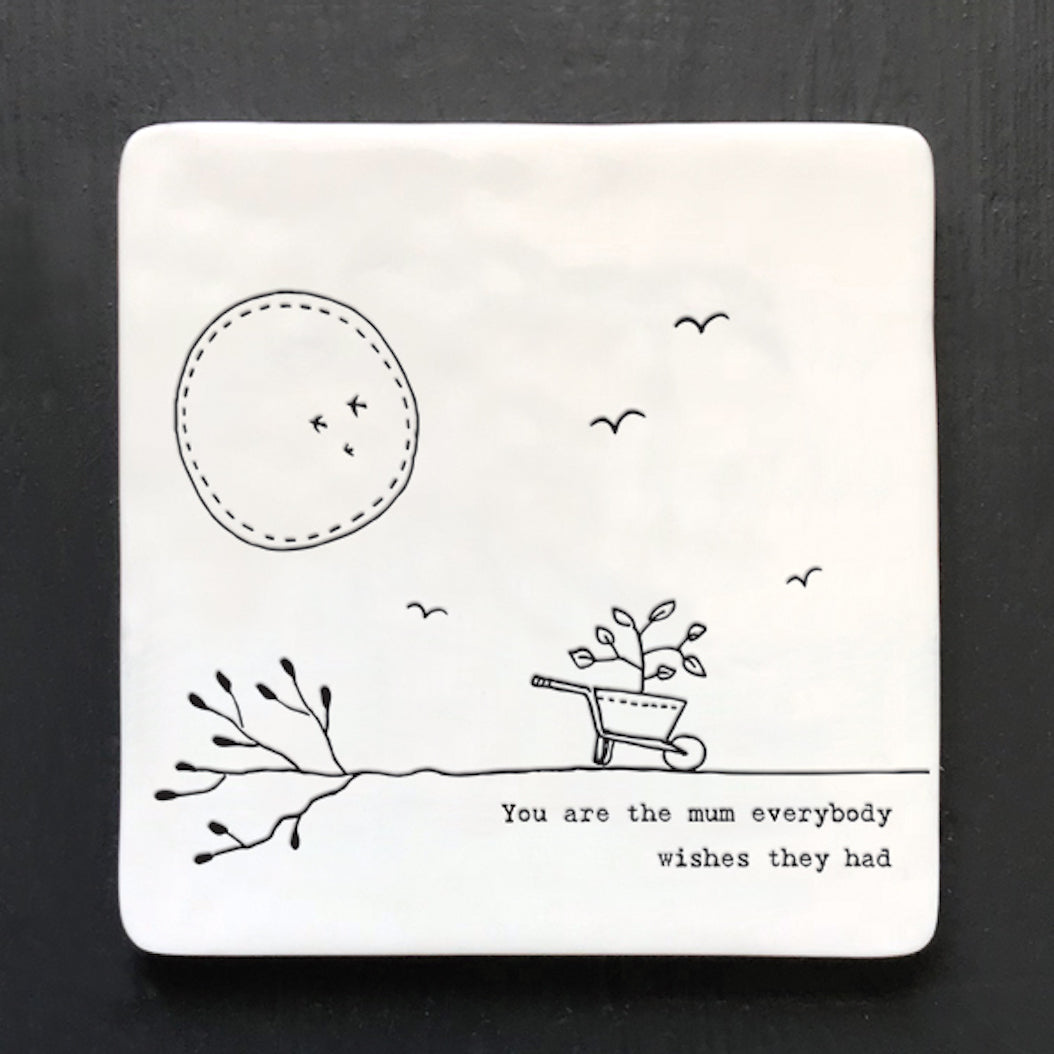 East of India porcelain coaster mum gift