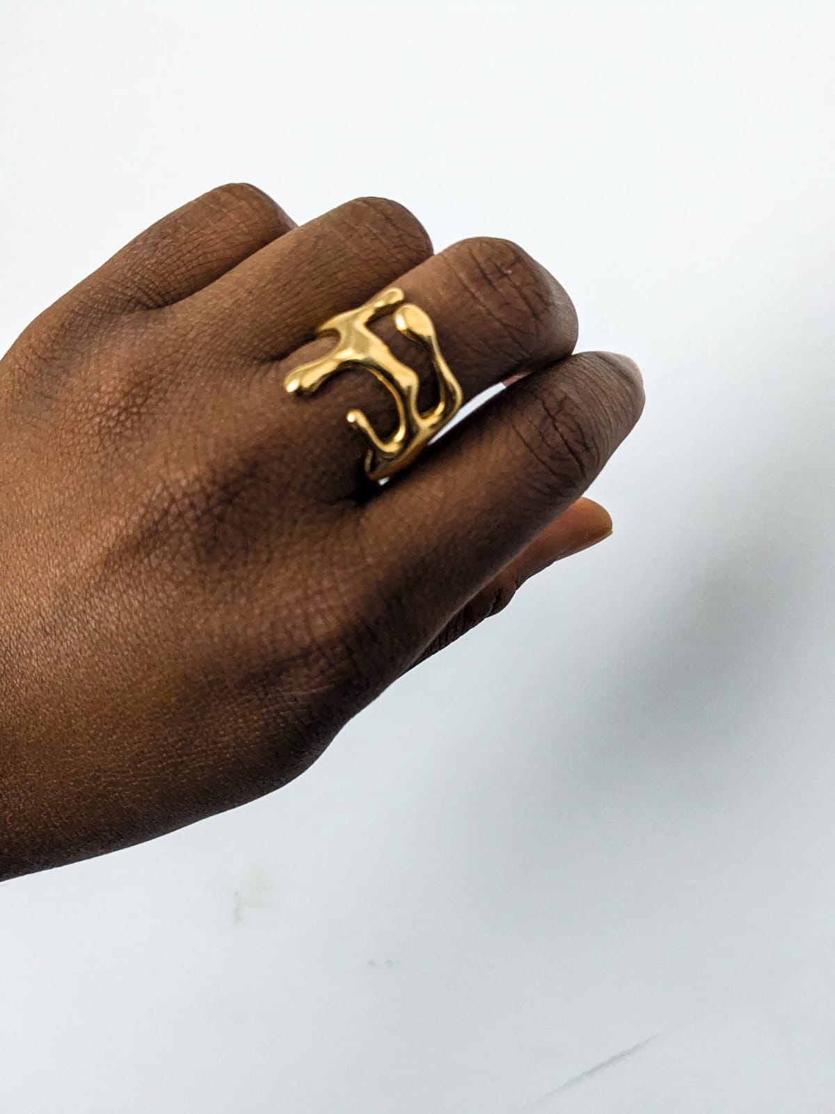 18k tarnish proof adjustable gold ring