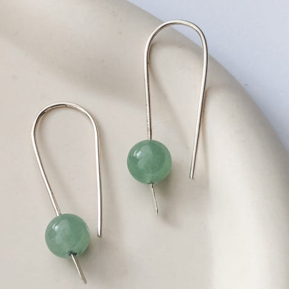 Green Aventurine Open hoops