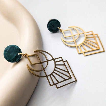 Green Geometric earrings