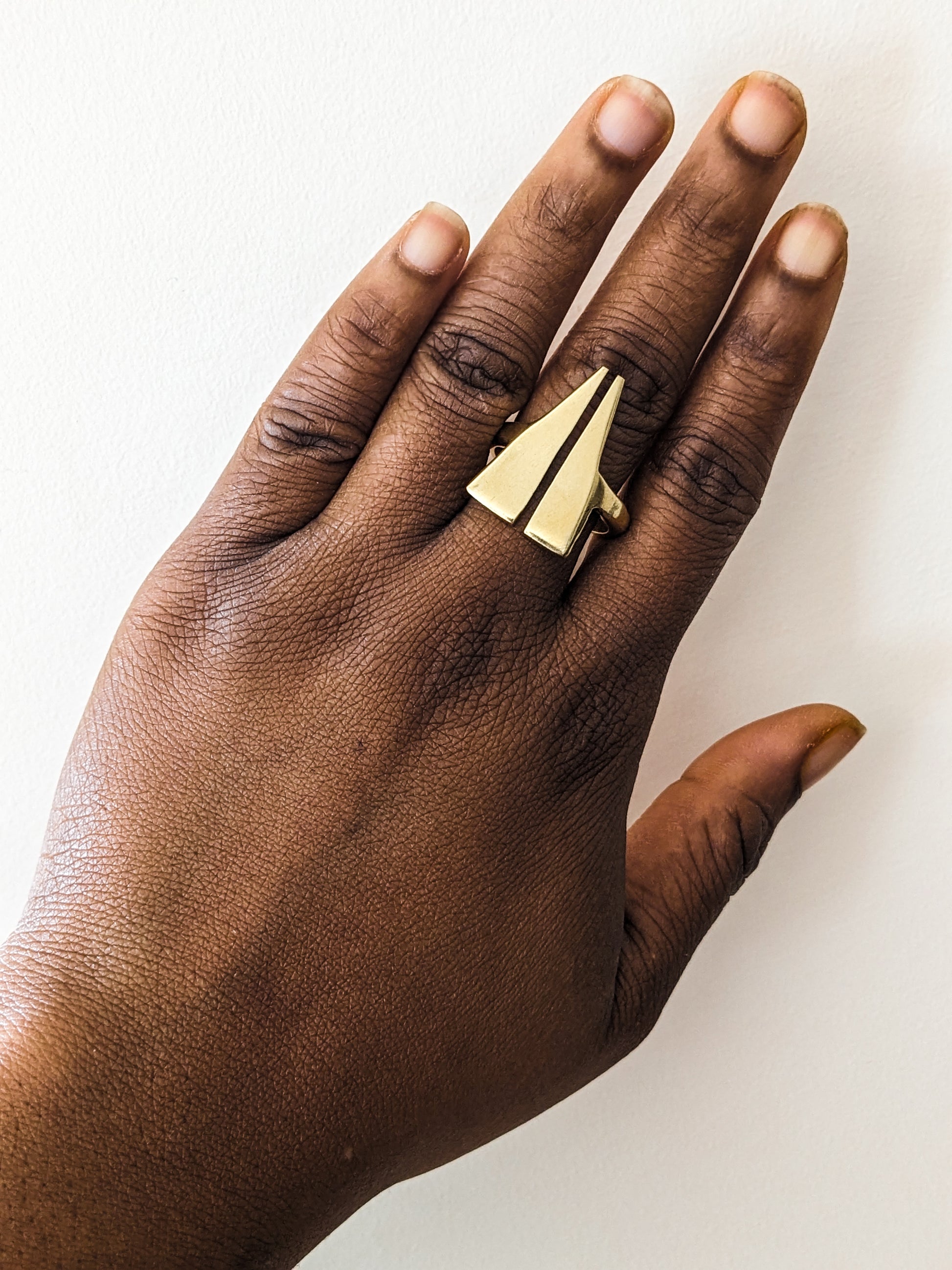 triangle gold brass ring