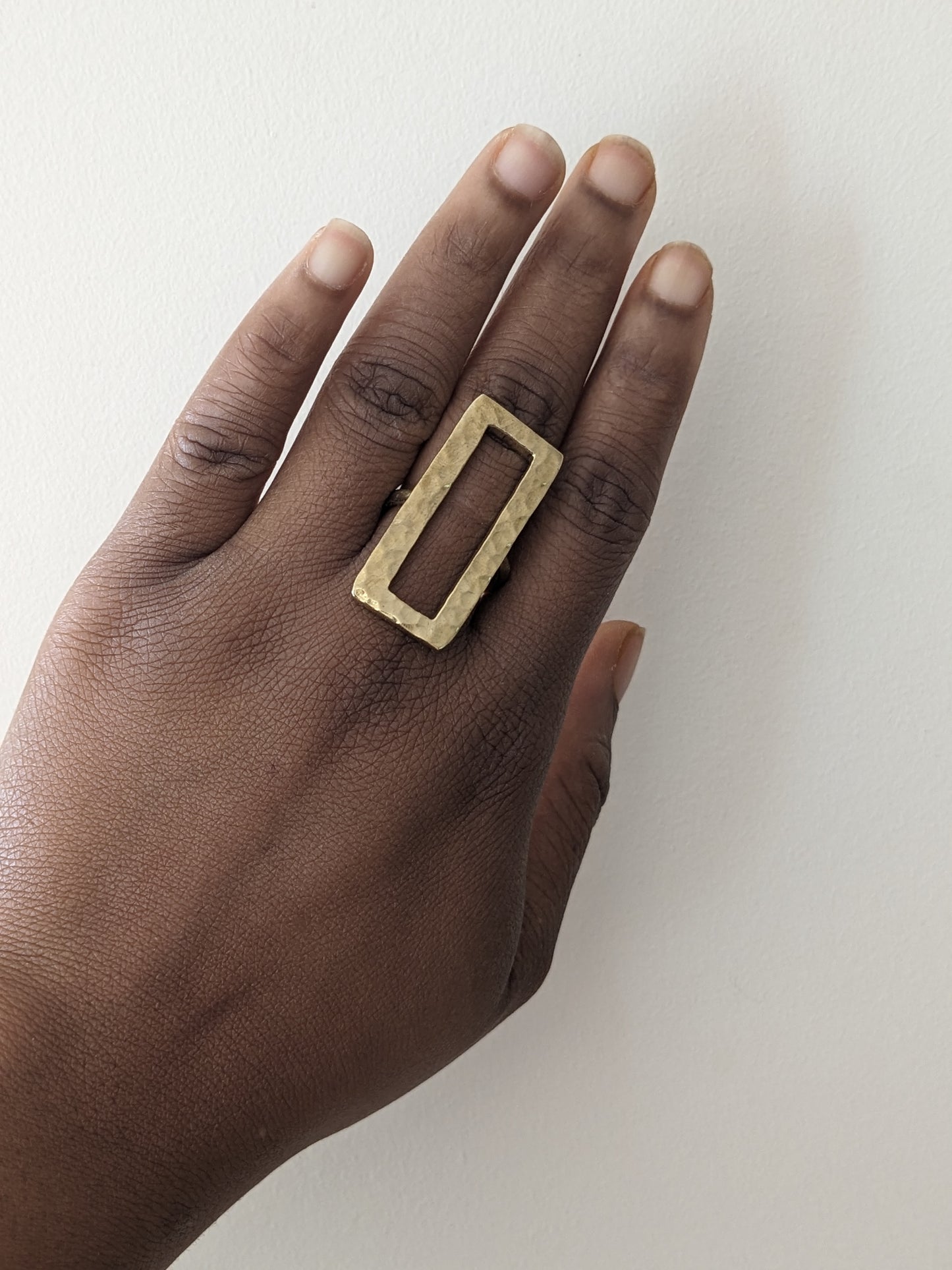 statement rectangle gold ring