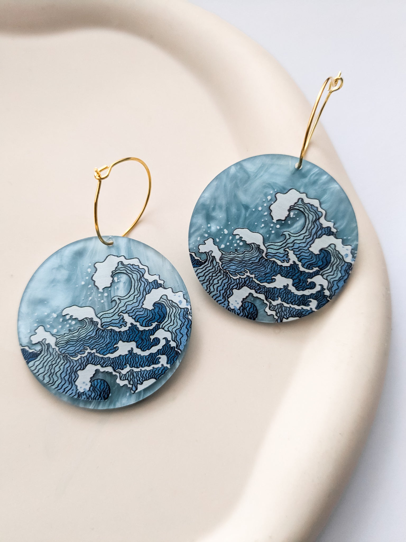 The great wave hoop earrings