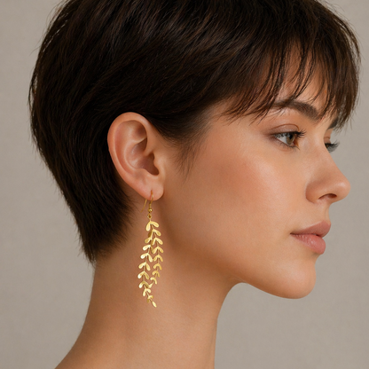 gold fern leaf earrings 