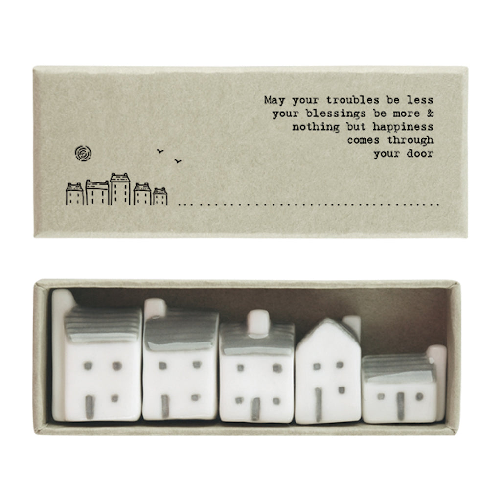 East of India Porcelain mini cottage houses 