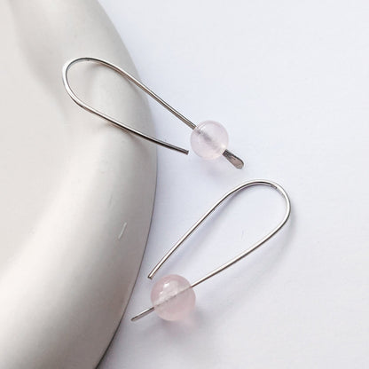 rose quartz drop earrings