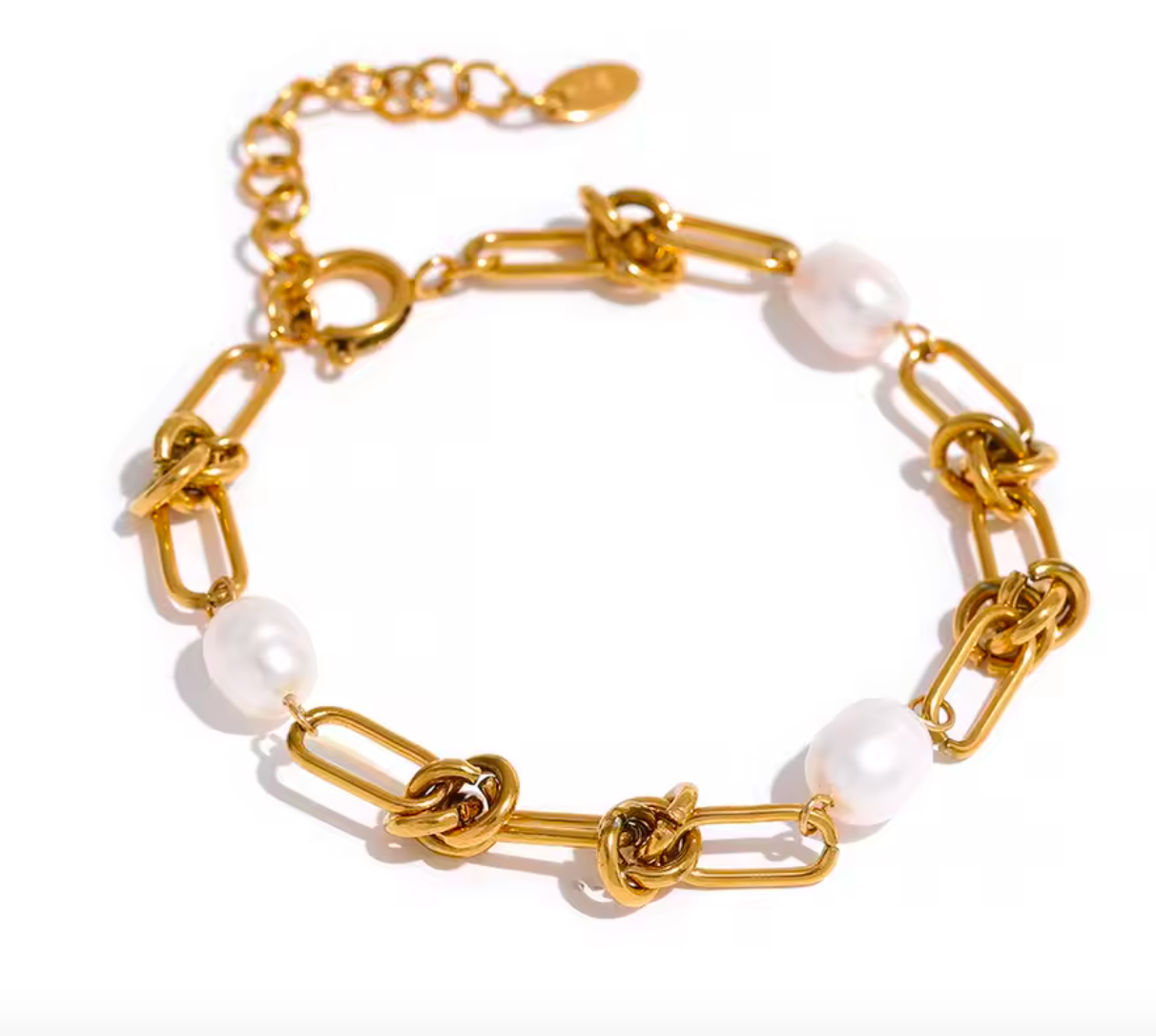 waterproof 18k pearl chain bracelet