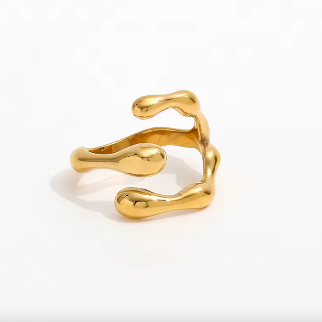 waterproof adjustable 18k gold ring