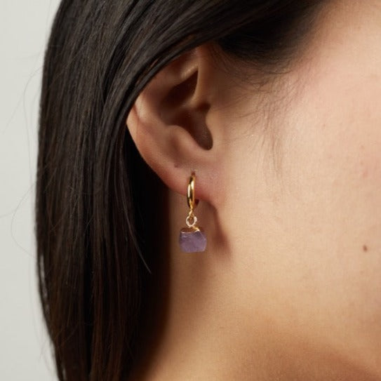 amethyst hoop earrings