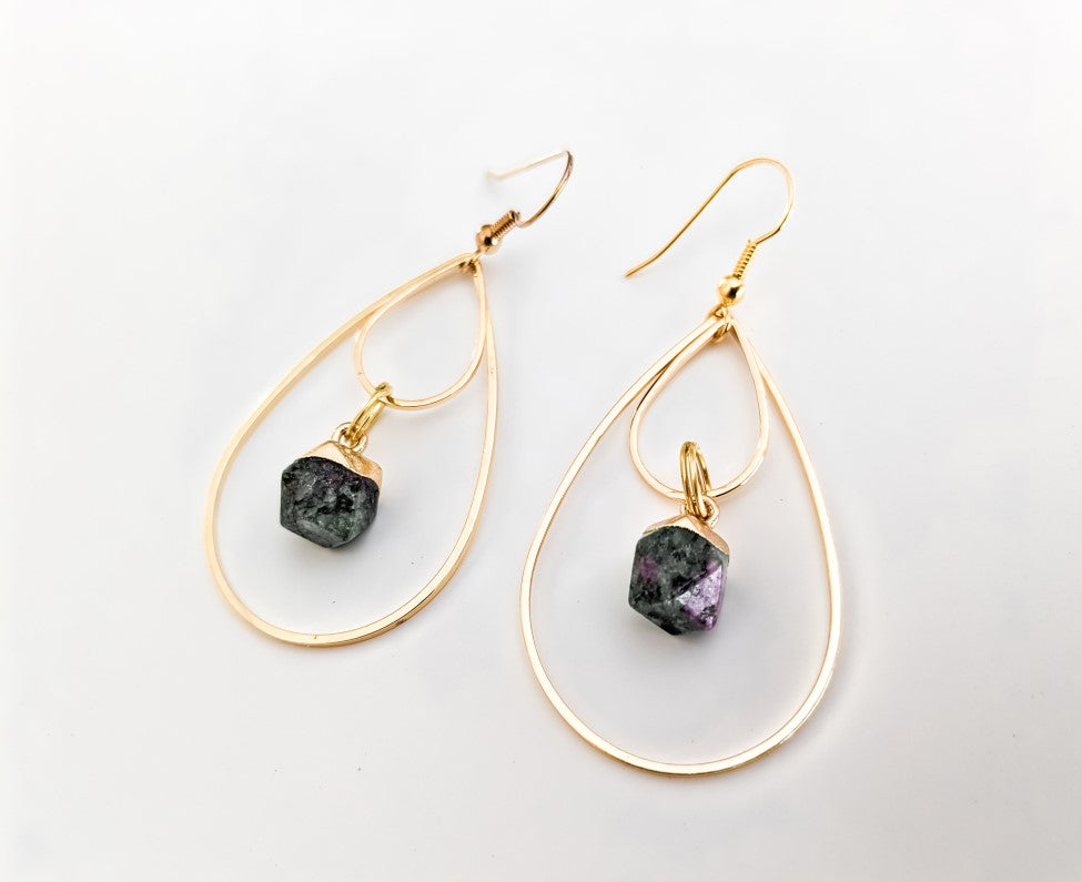 Drop statement gold earrings