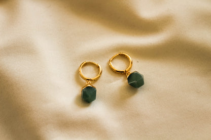 Aventurine huggie hoops