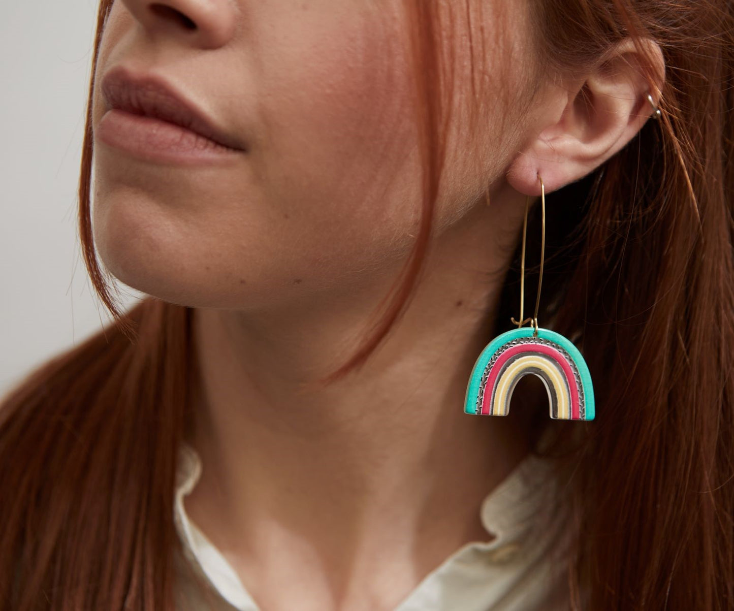 blue rainbow dangle earrings